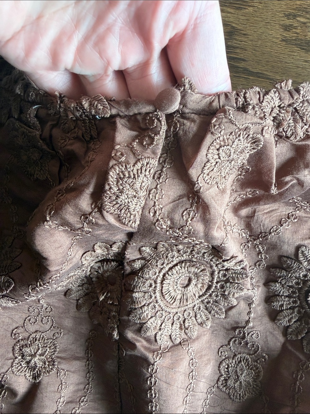 Industry Brown Floral Embroidered Puff Sleeve Blouse - Picture 8 of 10
